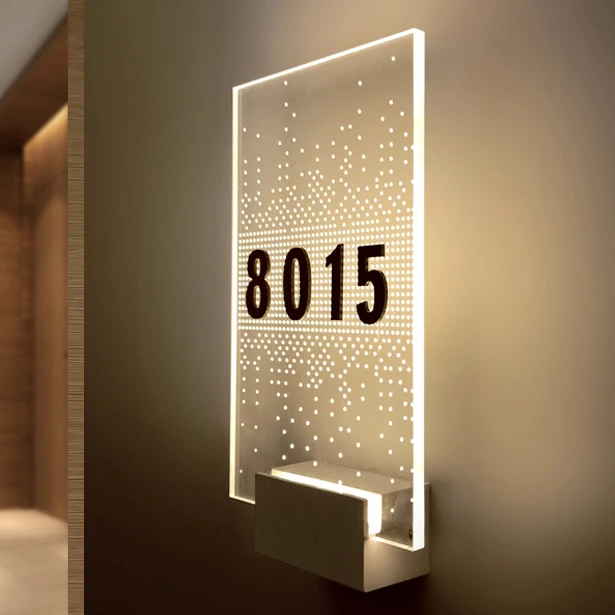 

EZD Quick Response Free Design Luminous Led Transparent Acrylic Door Room Number Sign For Hotel Apartment House