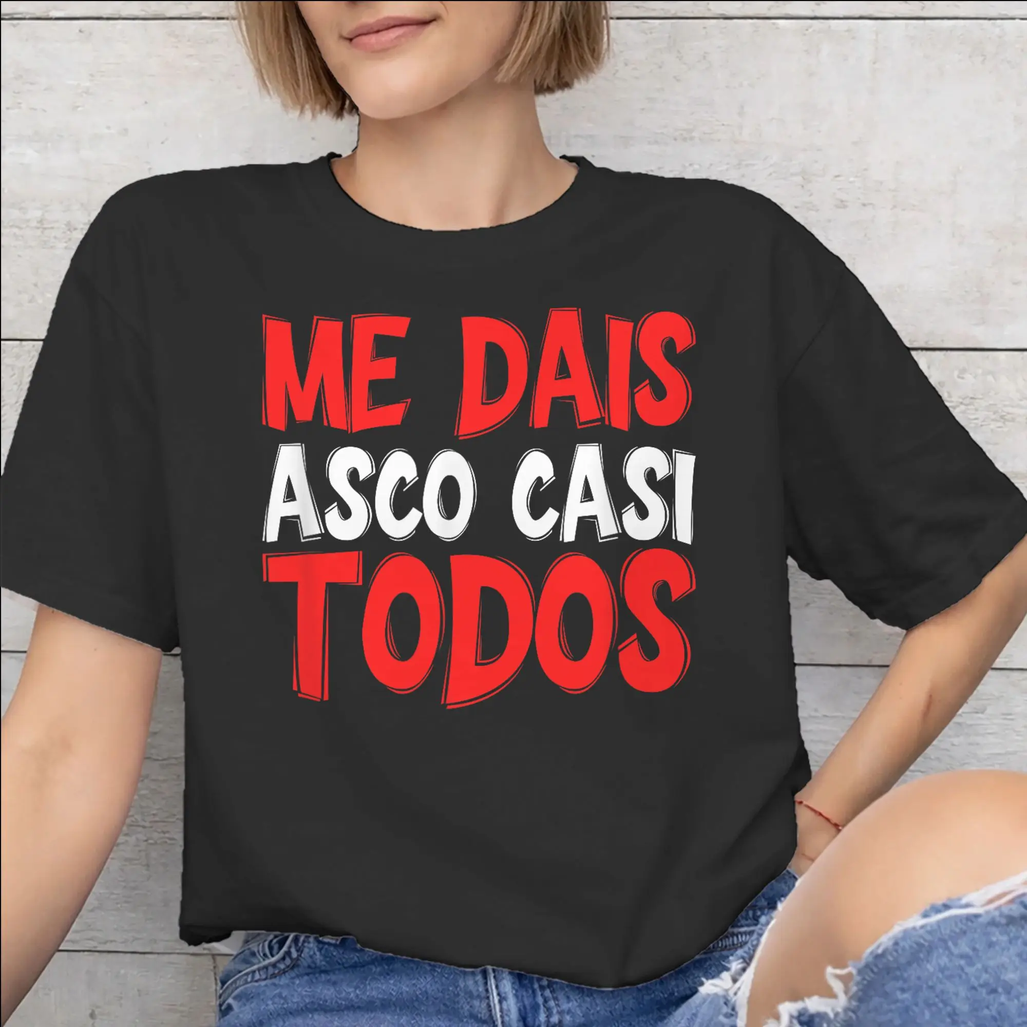 Фото Летняя футболка Me Dais Asco Casi Todos для мужчин и женщин, футболка из 100% хлопка, топы с короткими рукавами №1