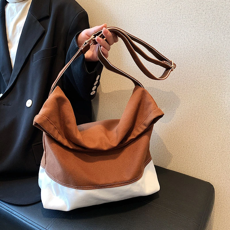 

2022 New Female Bag Shoppers Simple Fashion Canvas Handbags Shoulder Bag Large Capacity Tote Bags Women's Brand Crossbody Bag