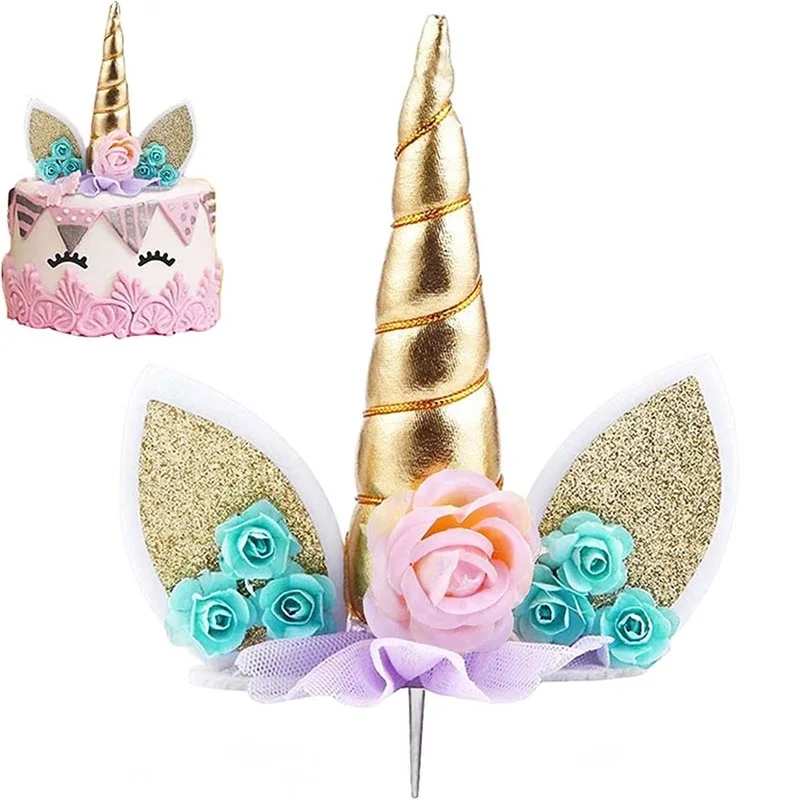 

5.7inch Unicorn Cake Topper Unicorn Birthday Party Supplies for Girls Unicorn Horn First Birthday Cake Topper Kit with Eyelashes