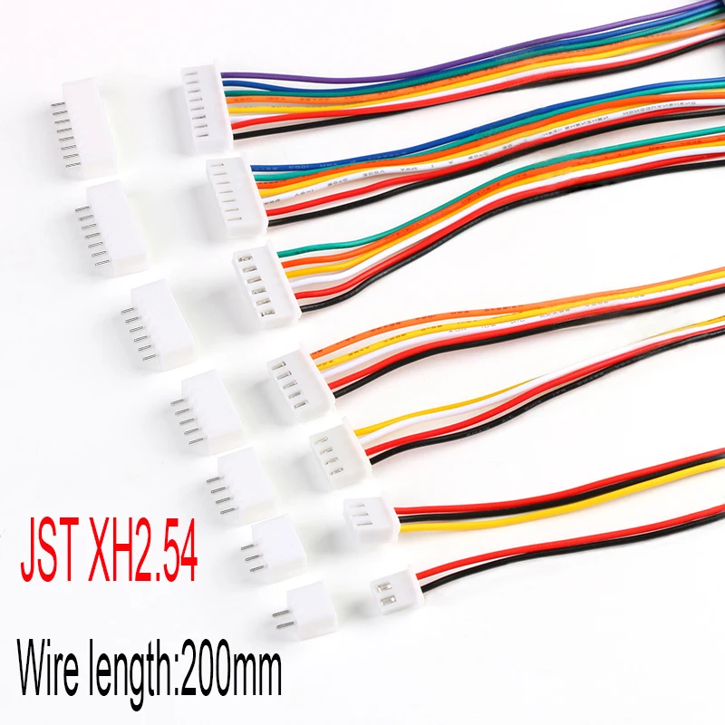 

10 Sets JST XH2.54 Wire Cable Terminal Wire Male Female Plug Socket 2/3/4/5/6/7/8/9/10 Pin 2.54 Pitch 200MM Cable 26AWG