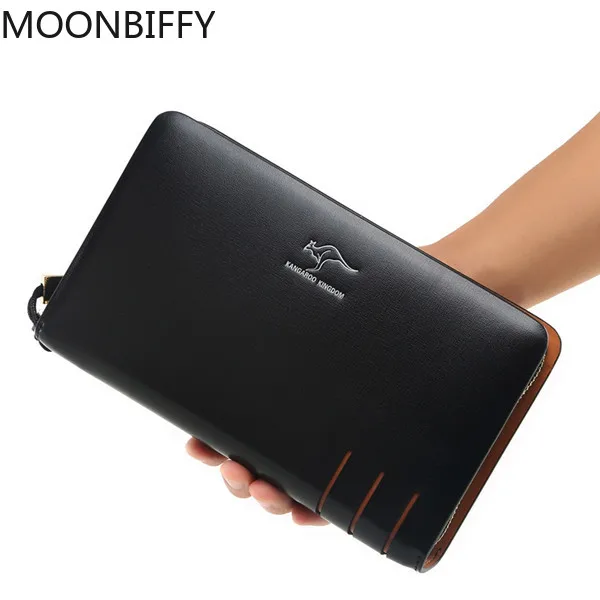 

2022 Men Bag Leather Handbag Male Clutch Bags Double Zipper Clutches Hand Bag for Man Luxury Wallet Coin Purse Kangaroo Kingdom