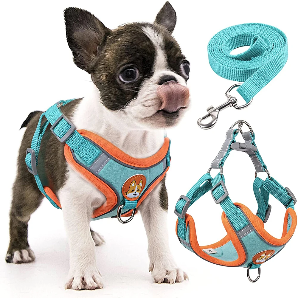 

Step-in Dog Harness Small Dog Harness and Leash Set Adjustable Reflective Pet Dog Vest Soft Harness for Puppy Small Medium Breed
