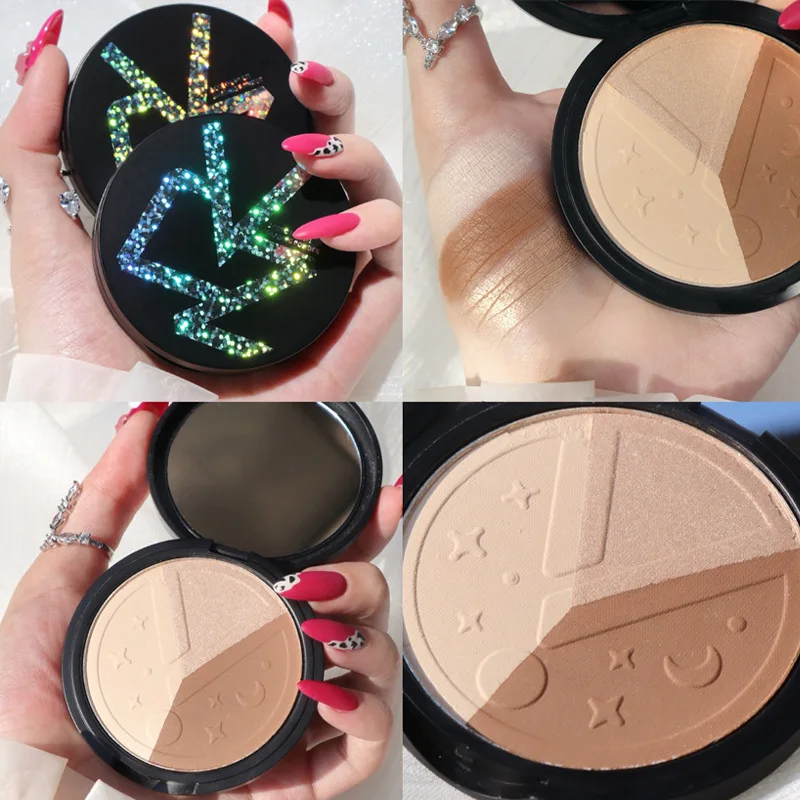 

Trichromatic high-gloss skin repair powder plate stereo light shadow powder nose shadow profile matte pearl skin repair powder