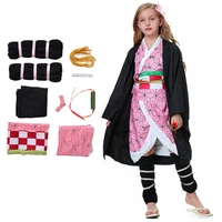 adult kids anime demon slayer kamado nezuko cosplay costume japanese kimetsu no yaiba haori nezuko kimono cloak set