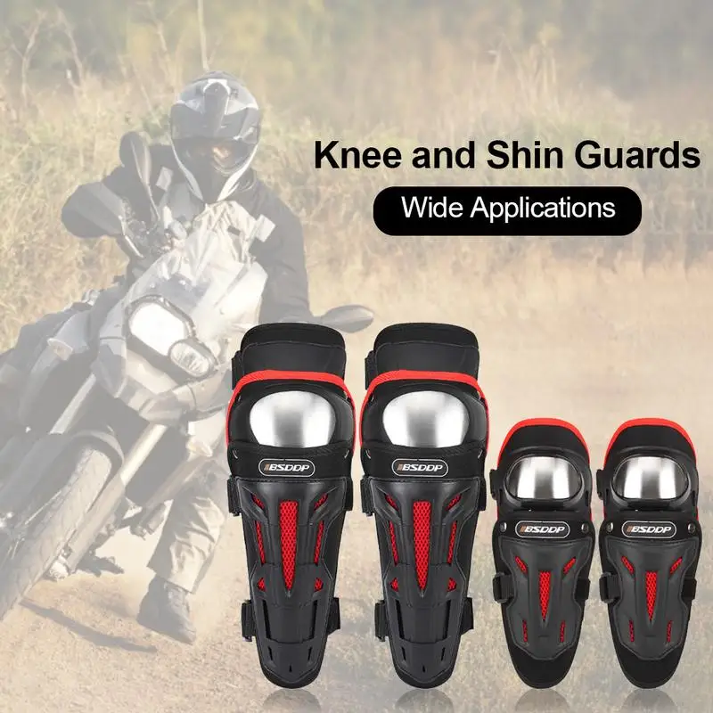 

Knee Shin Guard Movable Knee Shin Guard Pads 4Pcs Motorcycle Gear Set With Adjustable Knee Cap Pads For Motocross ATV Skating