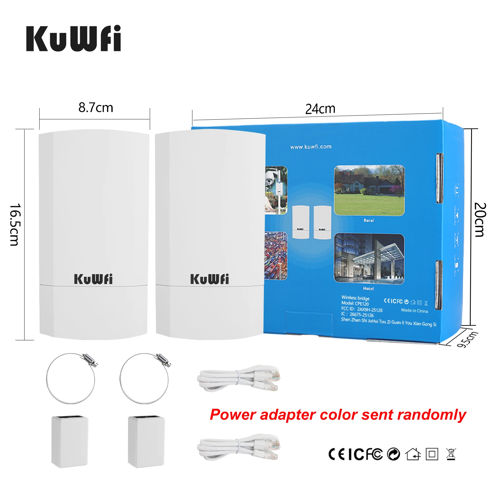 KuWfi Outdoor Wifi Bridge Router 1KM 300Mbps Wireless Router Outside&Indoor CPE Router Kit Wireless Bridge Wifi Repeater images - 6
