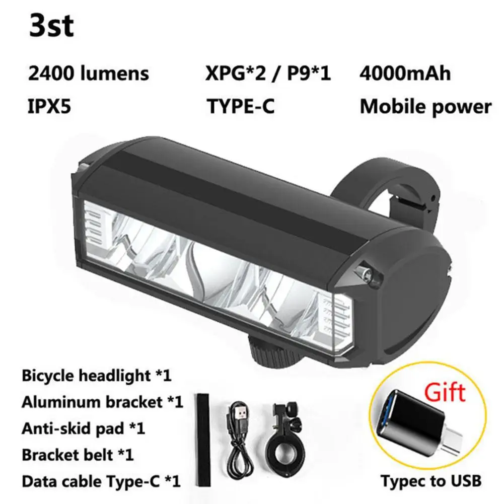 

Bicycle Front Light Super Bright Rechargeable Waterproof Led Flashlight Bike Night Riding Front Light