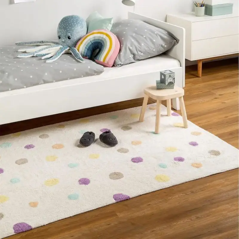 

Dot Bedroom Rug For Kids Fluffy Carpet For Living Room Plush Nursery Play Mat For Children Soft Foot Mat Furry Baby Rug