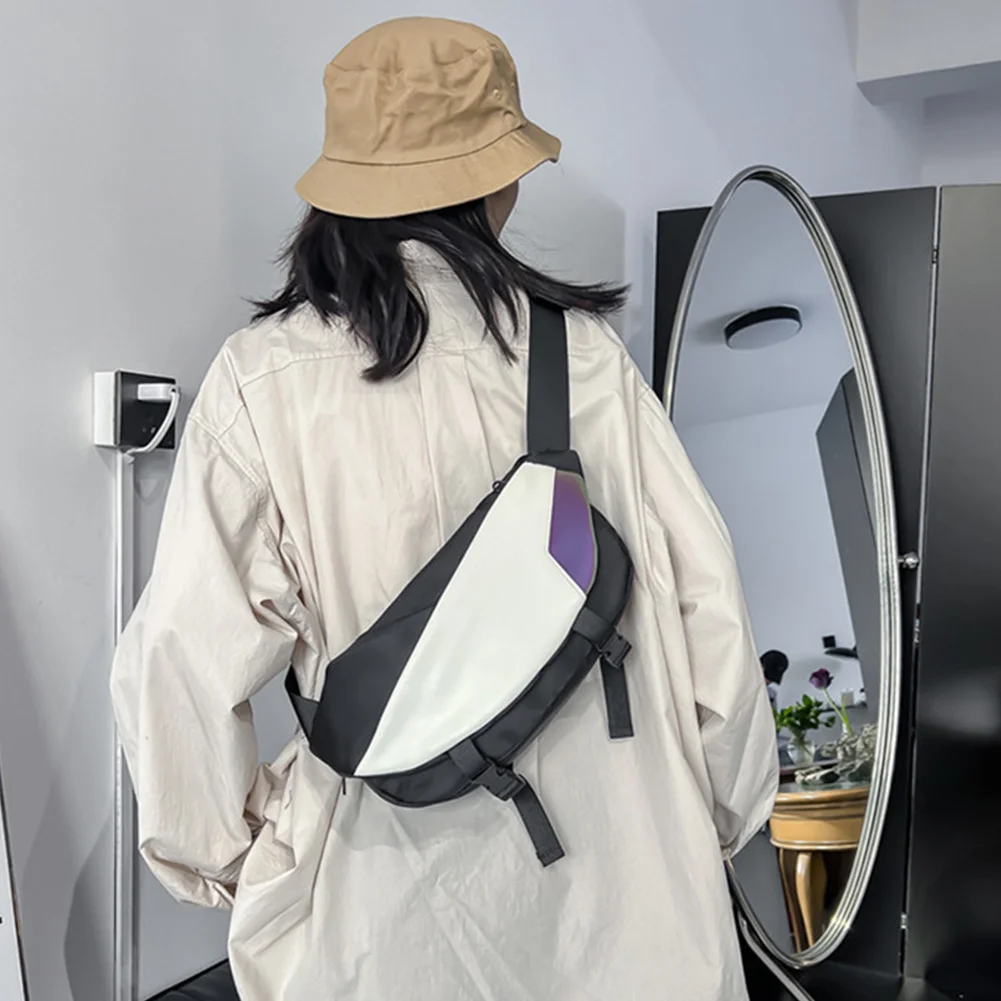 

Nylon Crossbody Bag Reflective Stripe Chest Bag Unisex Multi-Function Shoulder Bag Phone Pouch Hip Waist Bag Cool Trend Design