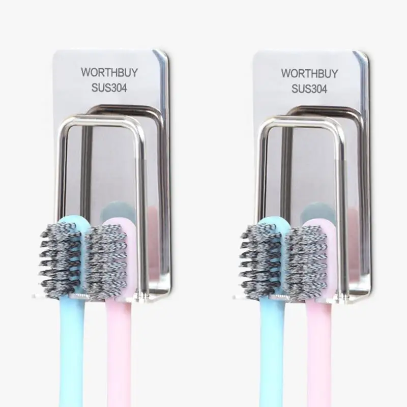 

Durable Stainless Steel Toothbrush Holder Bathroom Paste Type Wall Mount Toothbrush Toothpaste Holder Rack Bathroom Accessories