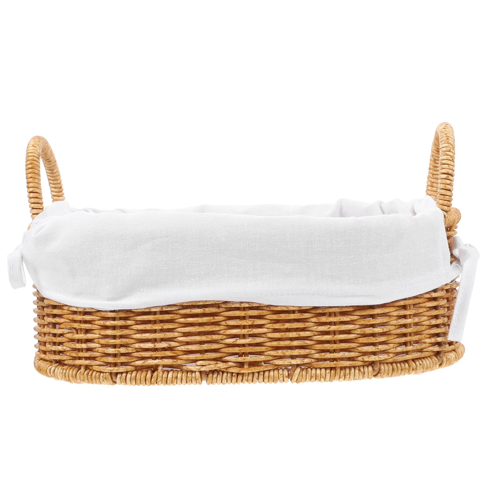 

Basket Woven Storage Organizer Desktop Bins Desk Wicker Bread Serving Paper Fruit Sundries Holder Decorative Water Container