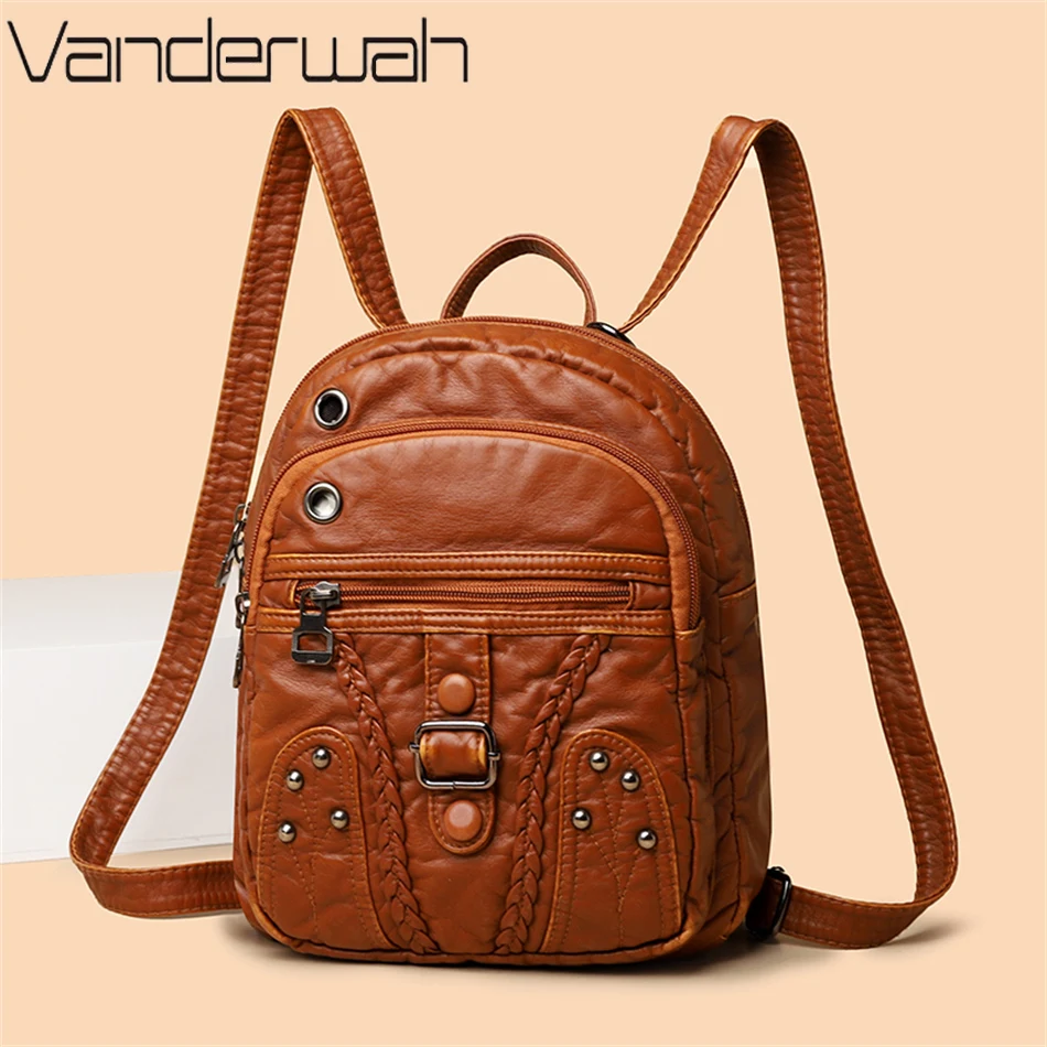 

3-in-1 Female PU Leather Backpack Women Shoulder Crossbody Bagpack Travel Back Pack Large Capacity School Bag Mochilas Sac A Dos
