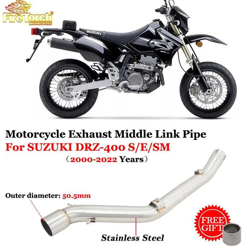 

For SUZUKI DR-Z400 DRZ400 DRZ-400 S E SM 2000 - 2022 Motorcycle Exhaust ORV Muffler Mid Link Pipe Connecting 51mm Escape Moto