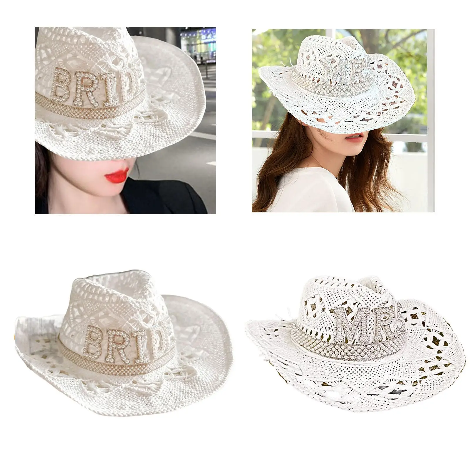 

Felt Cloth Cow Boy Hats Adult Costumes Accessories Sunhat Wide Brim Fancy Women Hat for Bridal Engagement Party