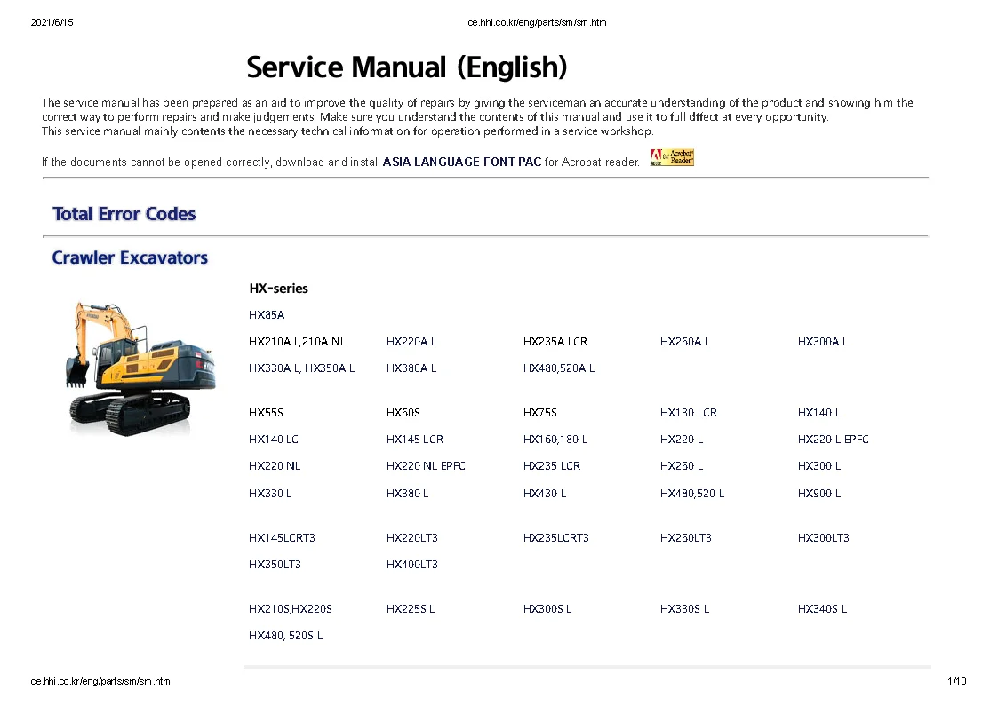 

For Hyundai Robex Construction Equipment+Engine Service Manuals and Wiring Diagrams 2022 FULL SET