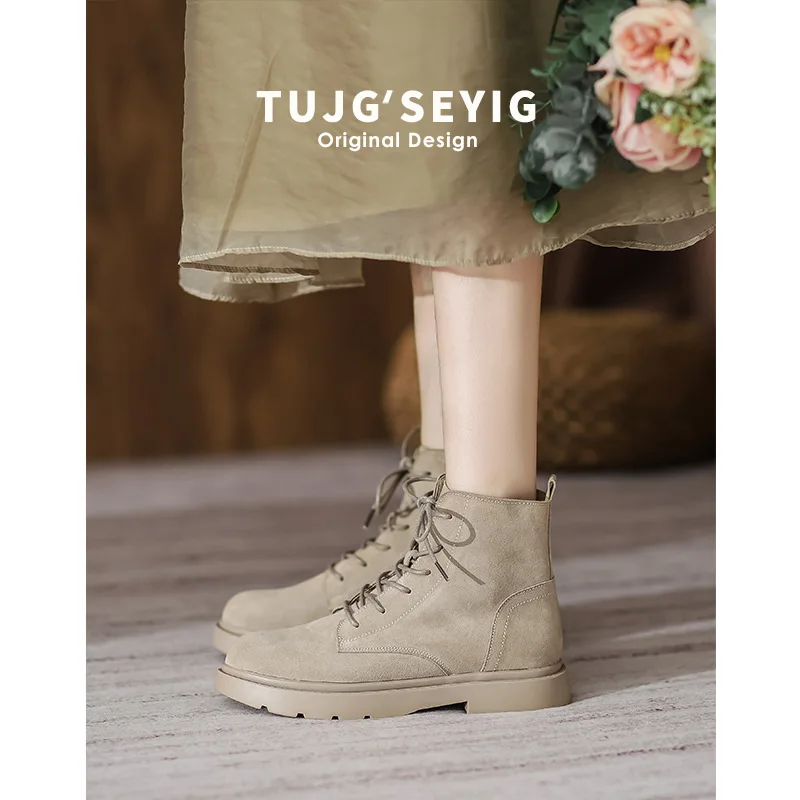 

Ankle Boots Nubuck Martin Boots Women Flat Short Boots Women's Shoes Fashion Autumn and Winter Boots