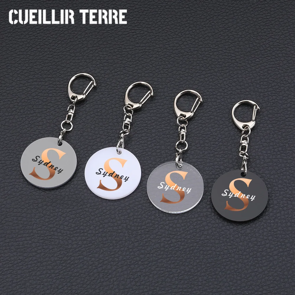 

Couple Keychain Customization Single Letter Acrylic Keychains Laser Diy Engraving Name Custom Gift Key Accessories Keyring