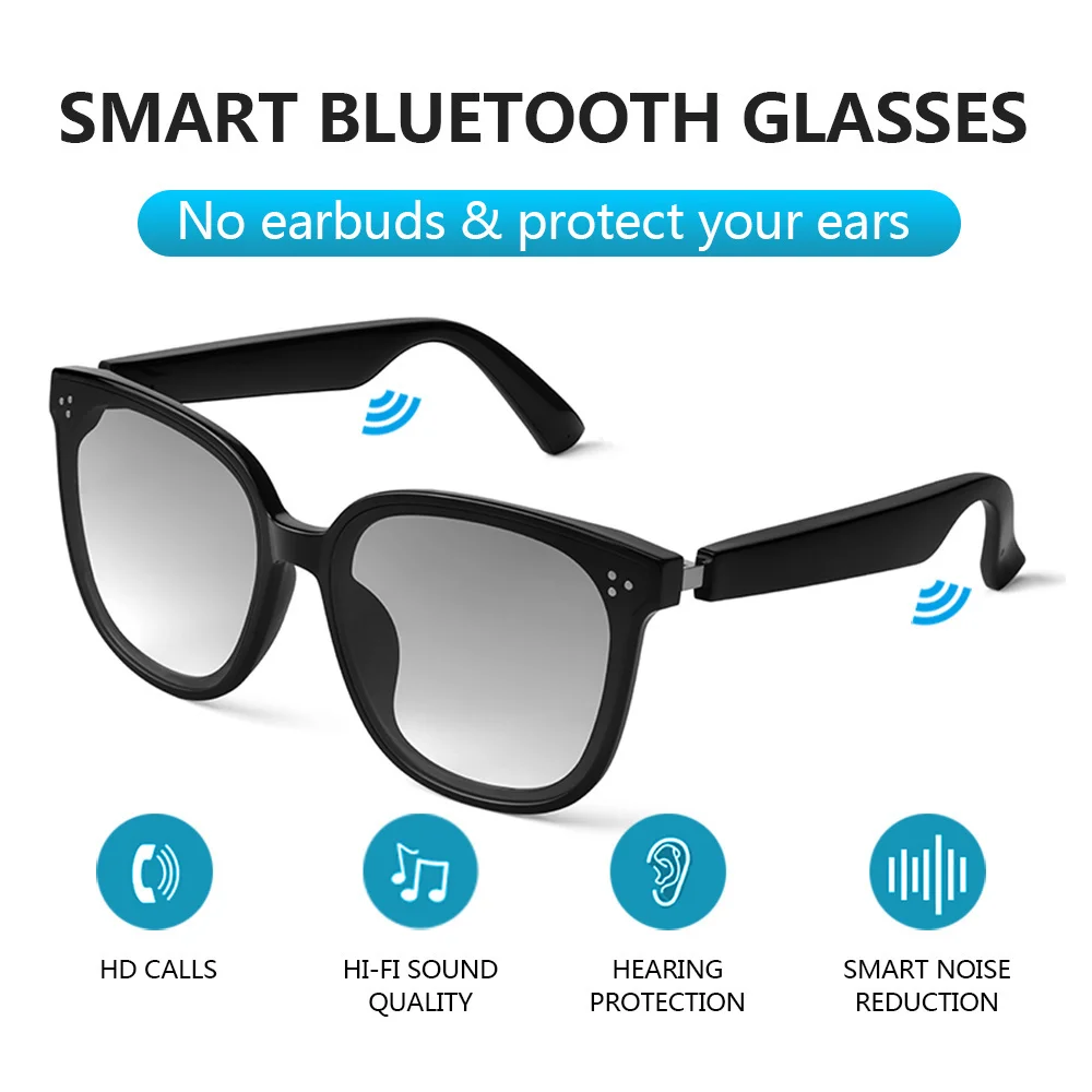 Smart Bluetooth Glasses Men Fashion Smart Sunglasses Ladies Glasses Music Audio Language Assistant for IPhone Android Hot Best