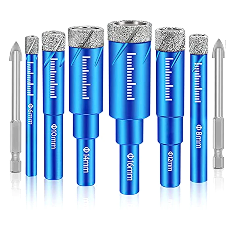 

Dry Diamond Drill Bits Set With 2PCS Carbide Drill Fit For Ceramics Granite Marble