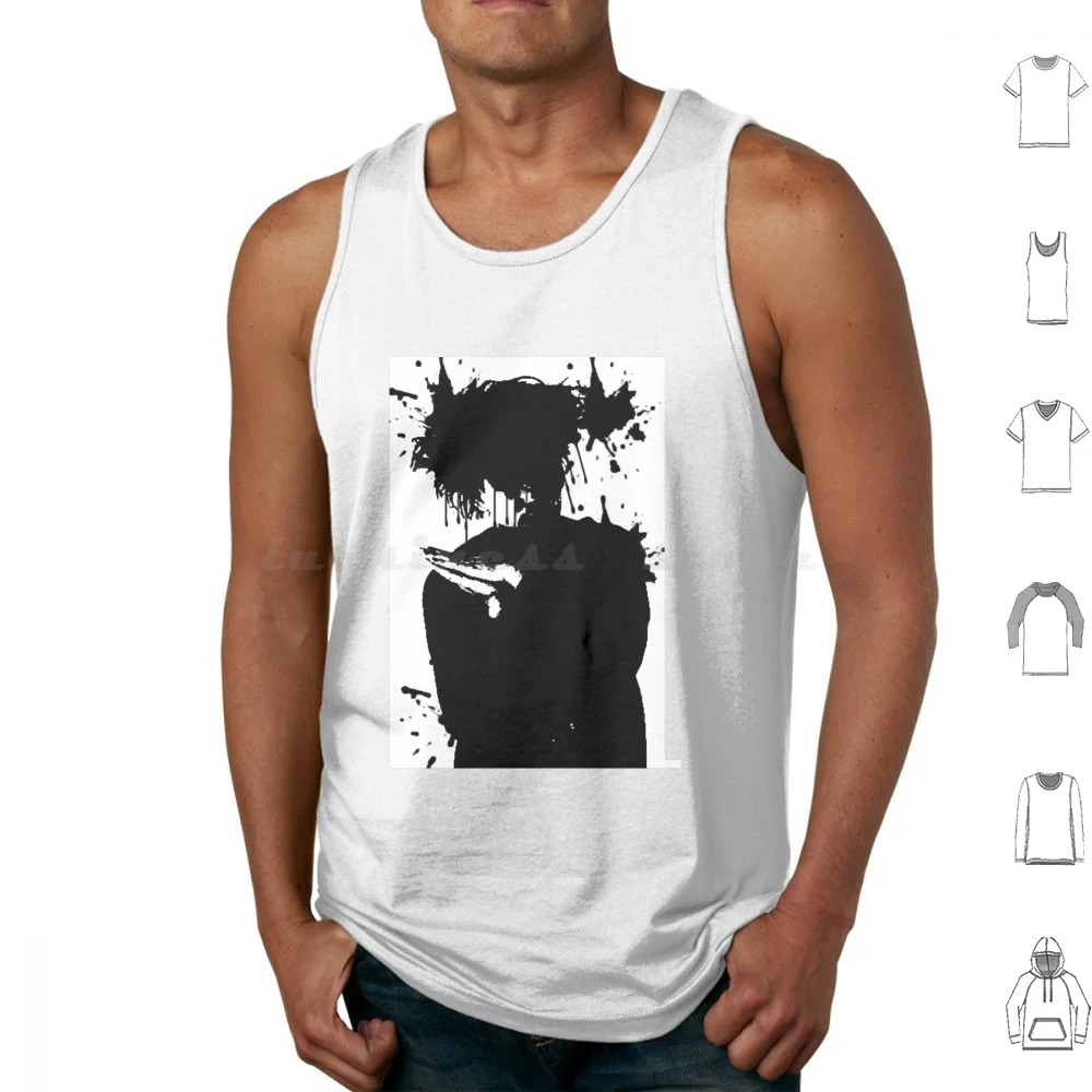 Фото Robert Smith Paint Splatter Silhouette Майки с принтом Хлопок Robert Smith Goth Music Cure 80s New Wave Альтернативный панк №1