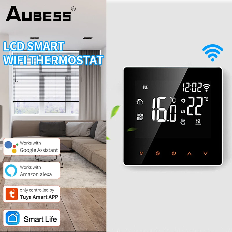 

Aubess Tuya WiFi Smart Thermostat Electric Floor Heating Water/Gas Boiler Temperature Remote Controller For Alexa Google Home