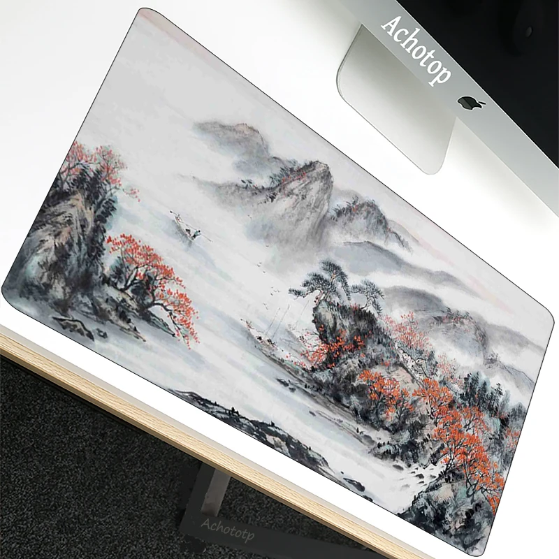 60x30cm Sakura Chinese painting Cute Plant Mousepad Laptop Gamer Mousepad Gaming Mouse Pad Large Locking Edge Keyboard Deak Mat enlarge