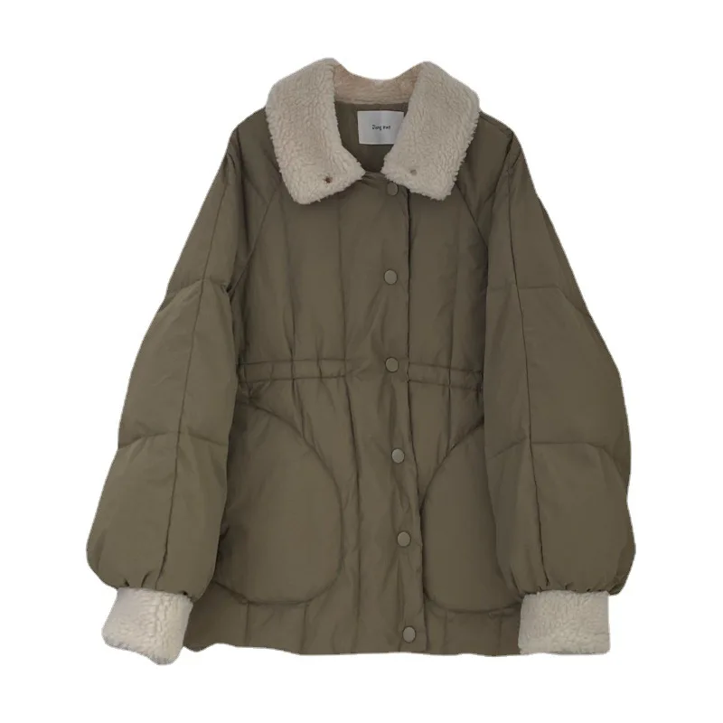 Short down jacket women's winter small thickened lamb wool turtleneck cotton jacket