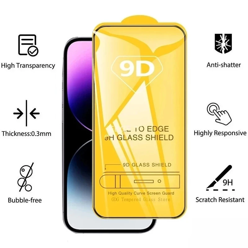 5PCS 9D Protective Glass Screen Protector for iPhone 14 13 12 11 Pro Max Mini 7 8 Plus Tempered Glass for IPhone 11 X XR XS MAX