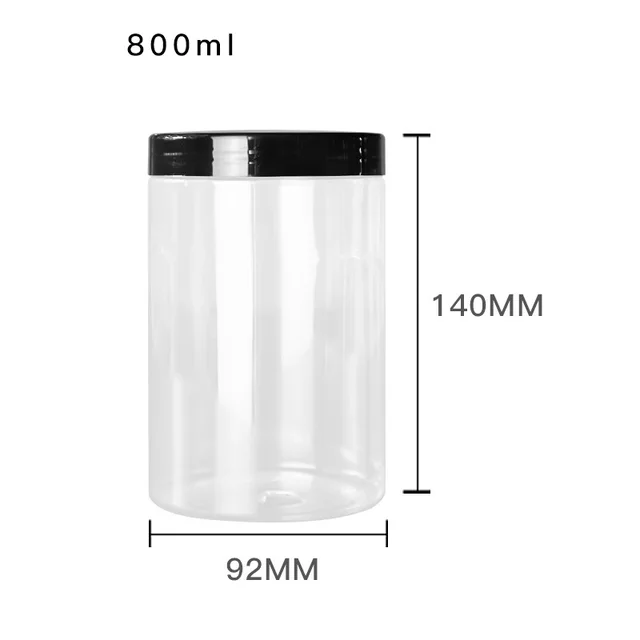 800ml 1000ml Empty PET Clear Food Candy Pots Plastic Screw Lid Dia.89mm Facial Cream Jars Hair Wax Cosmetic Filling Bottle 6pcs 5