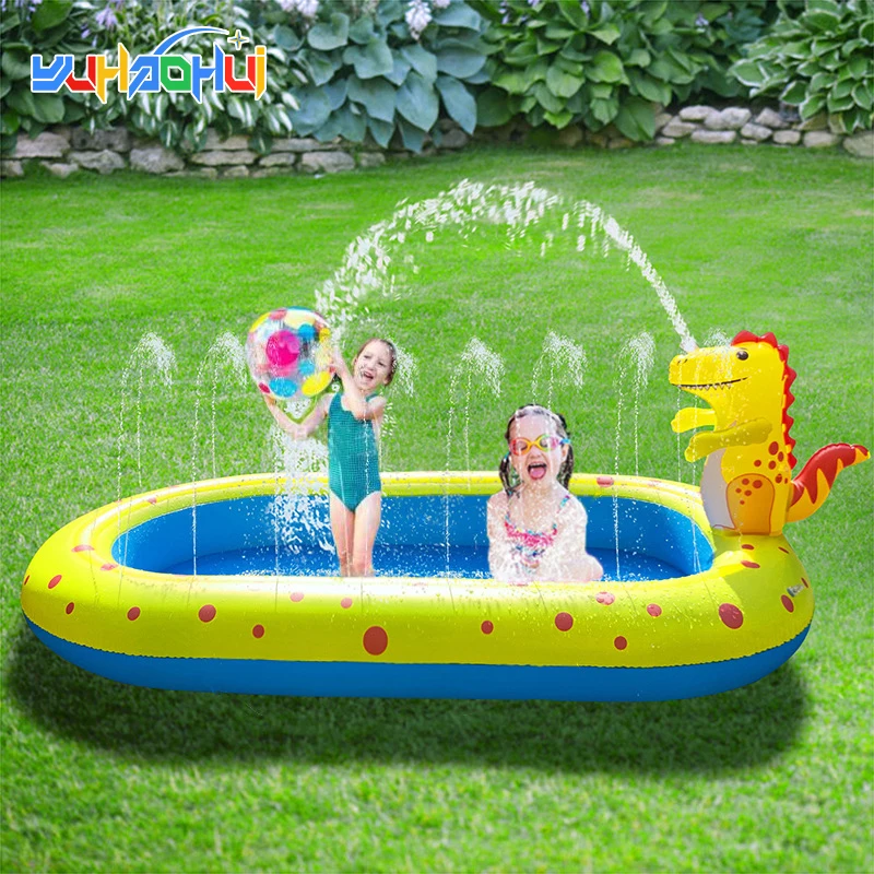 

Children'S Swimming Pool Inflatable Spray Pool Foldable Baby Bathtub Outdoor Dinosaur Shark Sprinkler Game Pad Kids Water Toys