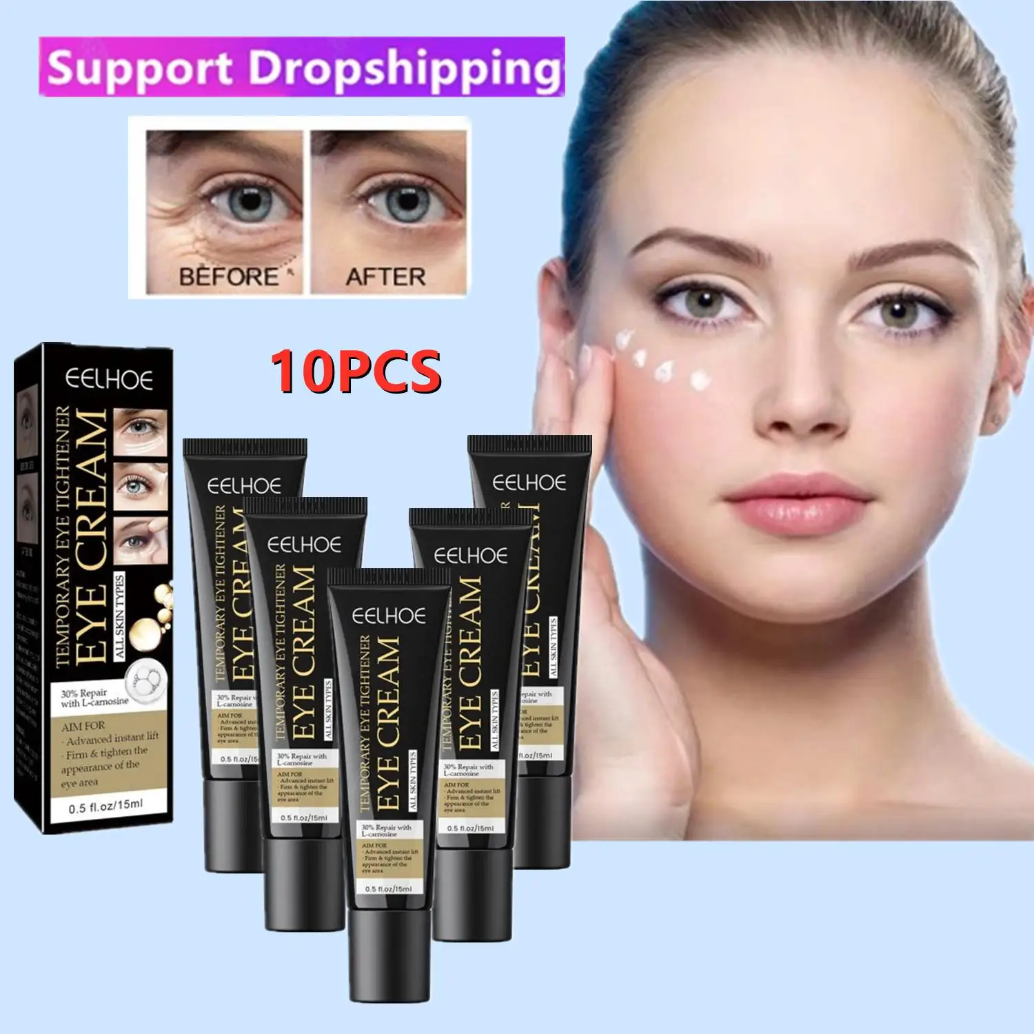 

10X 0.5 Oz Temporary Firming Eye Cream Instant Reduces Under-Eye Bags Dark Circles Puffiness Firm Delicate Skin Under Your Eyes