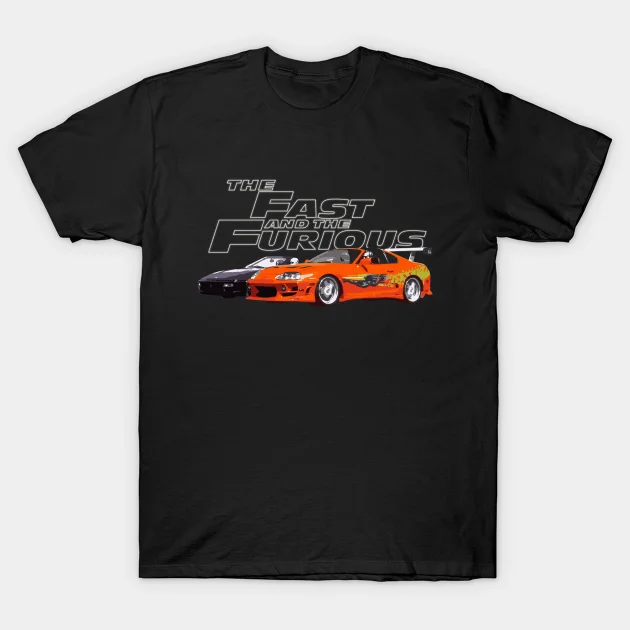 

2021 Men/Women's Summer Black Street Fashion Hip Hop ferrari vs supra Fast And Furious T-shirt Cotton Tees Short Sleeve Tops