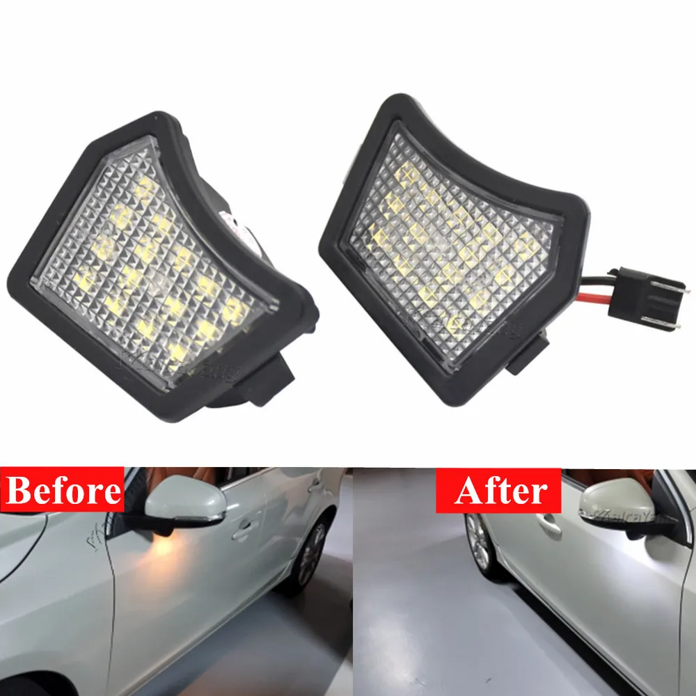 

2Pcs For Volvo V40 V50 C30 C70 S40 S60 S80 V50 V70 XC70 XC90 Jaguar XJ XF XK/XKR XE LED Front Under Mirror Lamp Puddle Light