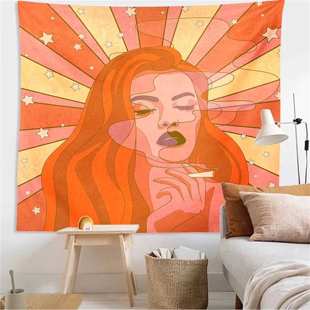 Colorful Sunshine Rainbow Beauty Sexy Girl Tapestry Wall Hanging Blanket Custom Vintage Fabric Psychedelic Bedroom Livingroom