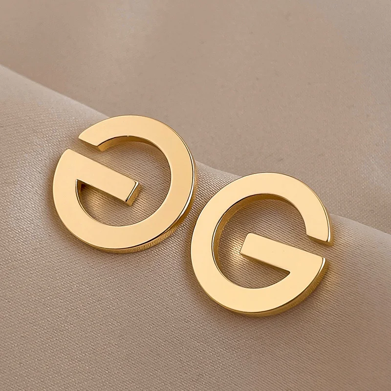 

Gold Metal G Letter Stud Earring For Women 2022 New Korean Fashion Vintage Sexy Temperament Earring Girl Lady Party Jewelry