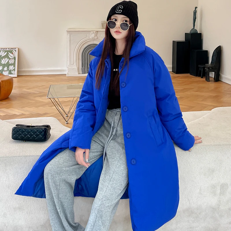 

Fall Puffer Jacket Winter Coat Women 2023 Chic Oversized Thicken Warm Parkas Elegant Ladies Stand Collar Button Down Outerwear
