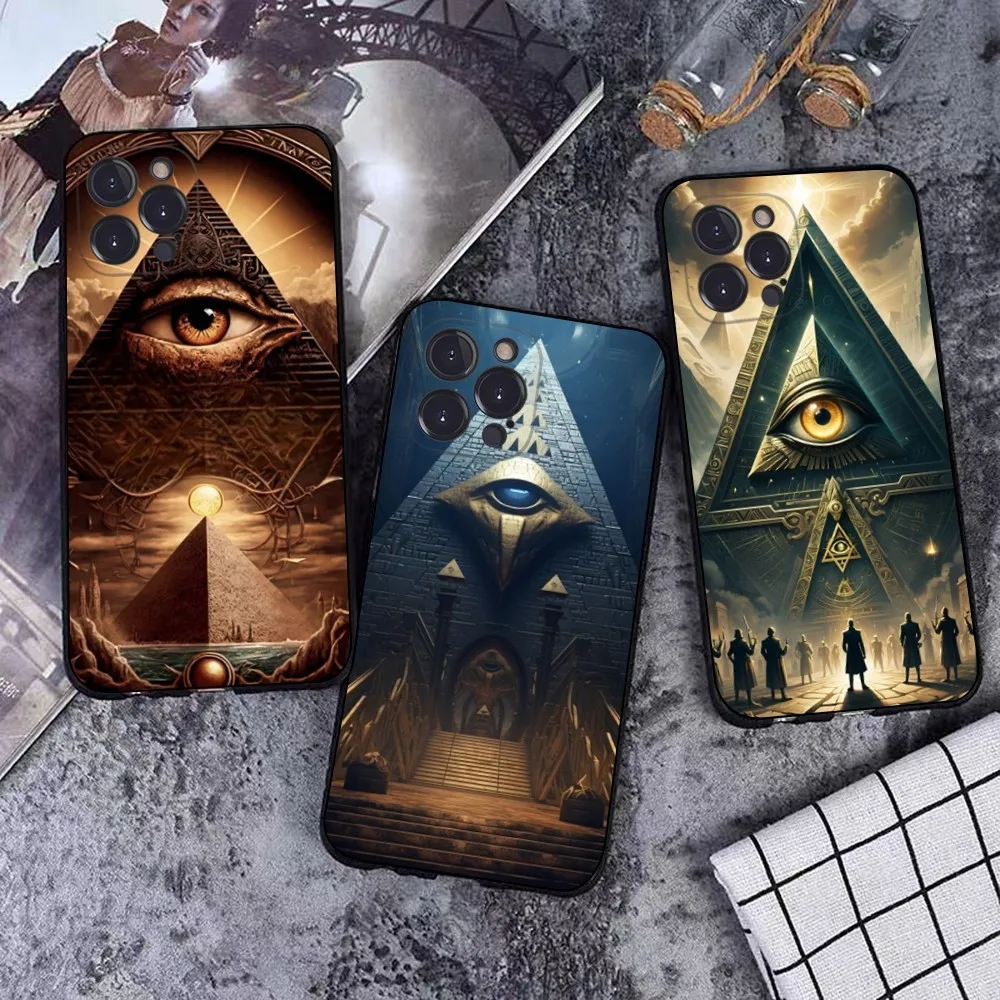 Чехол для телефона Illuminati Eye Occult Pyramid iPhone 16 15 8 7 6 6S Plus X SE XR XS 14 11 12 13 Mini Pro Max чехол