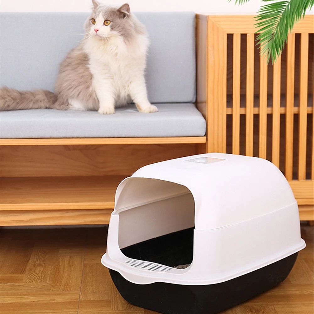 Large Capacity Cat Litter Box Fully Enclosed Plastic Sand Box For Cats Pet Toilet Anti Splash Cat Tray Cleaning Basin Supplies images - 6