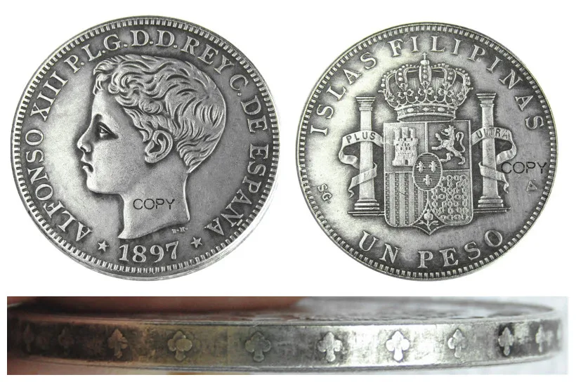 

Серебряные копии монет Пуэрто-Рико 1895-1897 года 1 песо