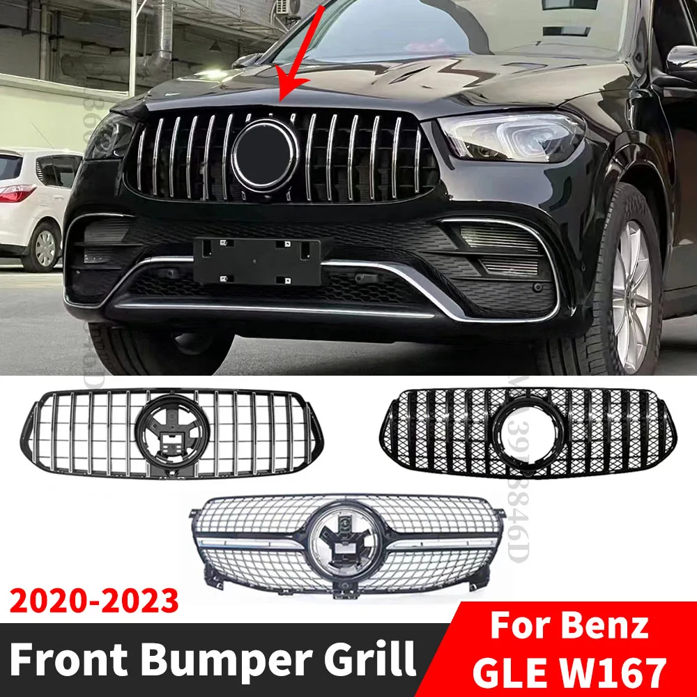 Sport GT Diamond Style Front Hood Grille Bumper Grill For Mercedes W167 Benz GLE 350 450 2020-2023 Facelift Tuning Exterior Part