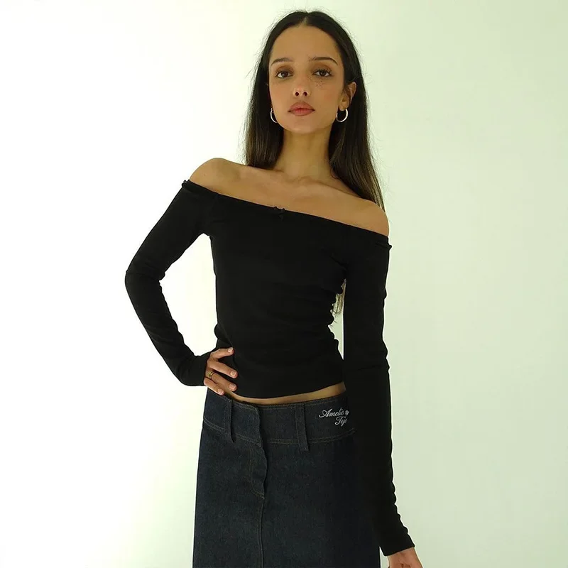 Кружевной лоскутный укороченный топ с бантом и открытыми плечами женский