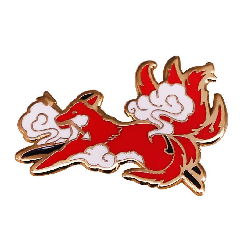 Nine-tailed Fox Brooch Myth Story Game God Brooch Badge Backpack Clothes Hat Pin Cartoon Game Badge Ornament