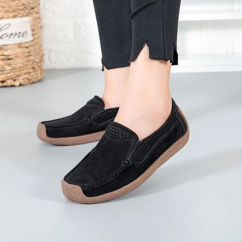 2023 Spring Summer Women Shoes Flats Loafers Platform Sneakers Luxury Suede Leather Women Casual Shoes Slip On Flats Moccasins