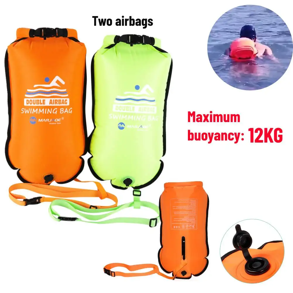 

Inflatable Open Swimming Buoy Waterproof Tow Float Dry Bag Double Air Bag with Waist Belt Swimming Water Sport Safety bag