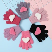 1 3 7y kids baby girls boys winter knitted gloves cartoon warm mittens toddlers outdoor cute love heart full fingers gloves new