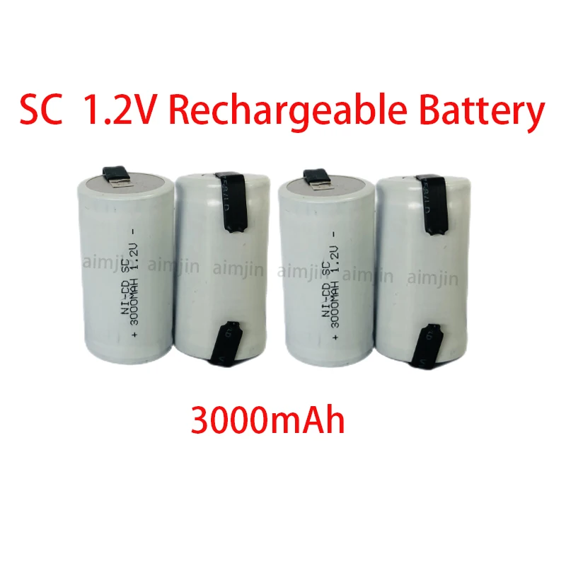 

4-16pcs SC 3000mAh 1.2V Rechargeable Battery Sub C NI-CD With Welding Tabs For Electric Drill Screwdriver Milwaukee