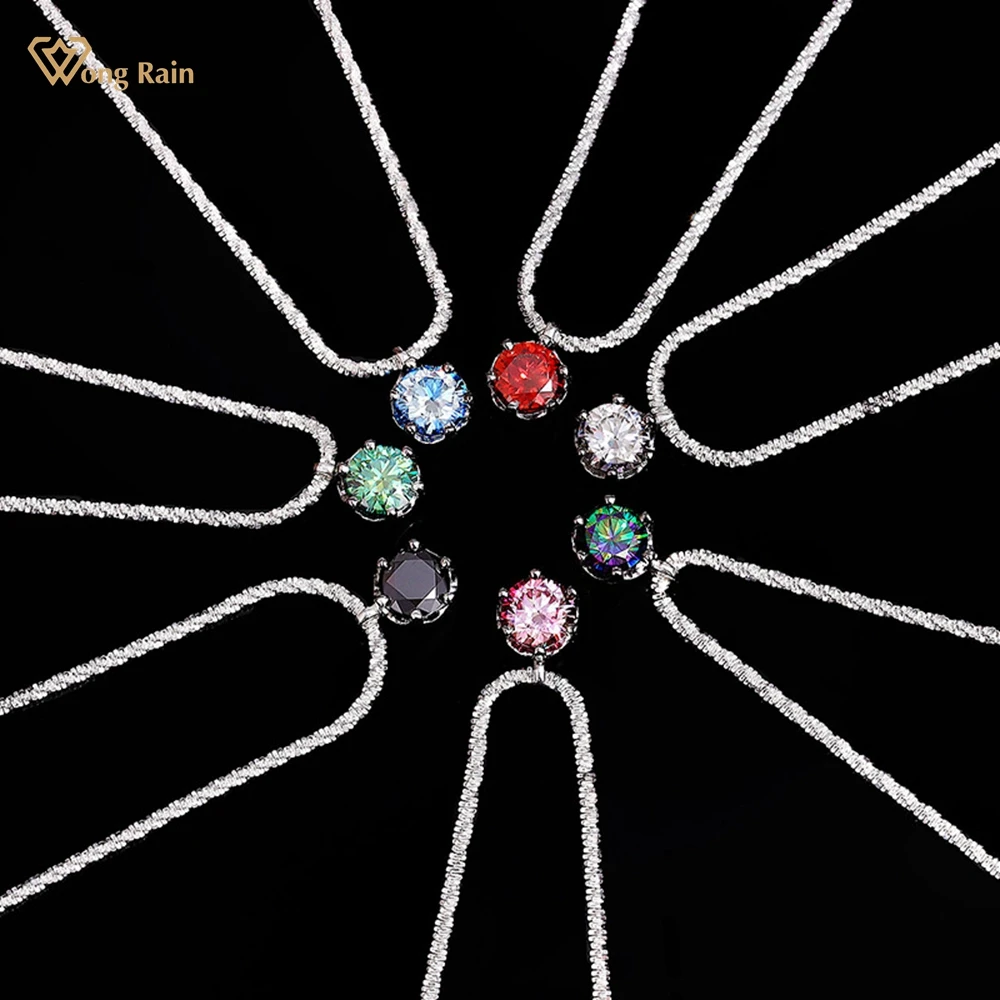 

Wong Rain 925 Sterling Silver VVS1 3EX Colorful 1CT Real Moissanite Diamonds Gemstone Pendent Necklace Jewelry GRA Wholesale