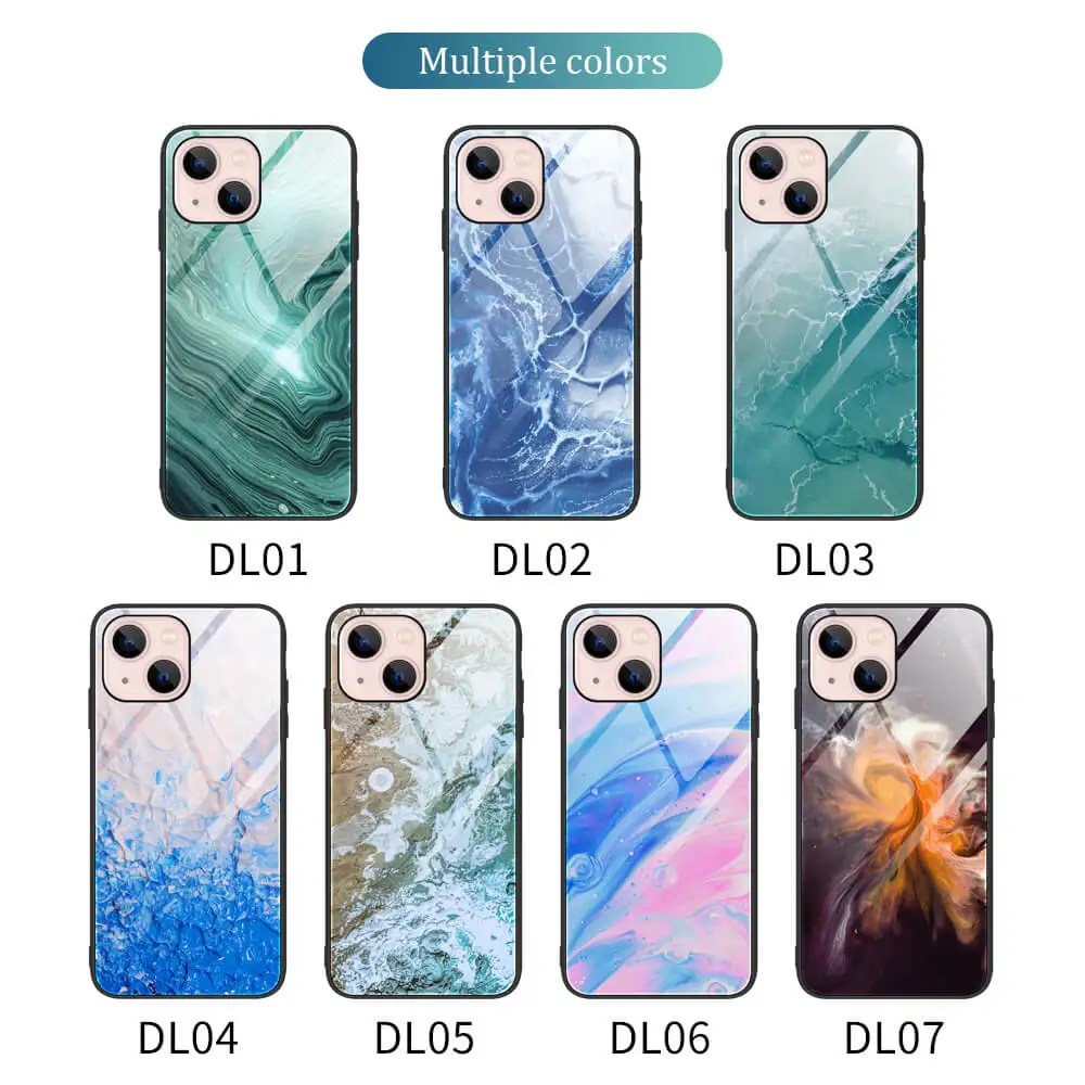 

For IPhone 13ProMax 12Pro 12MINI 11ProMax SE2020 XR XS Max X 8 7 Plus Phone Case Gradient Marble Tempered Glass Protective Cover