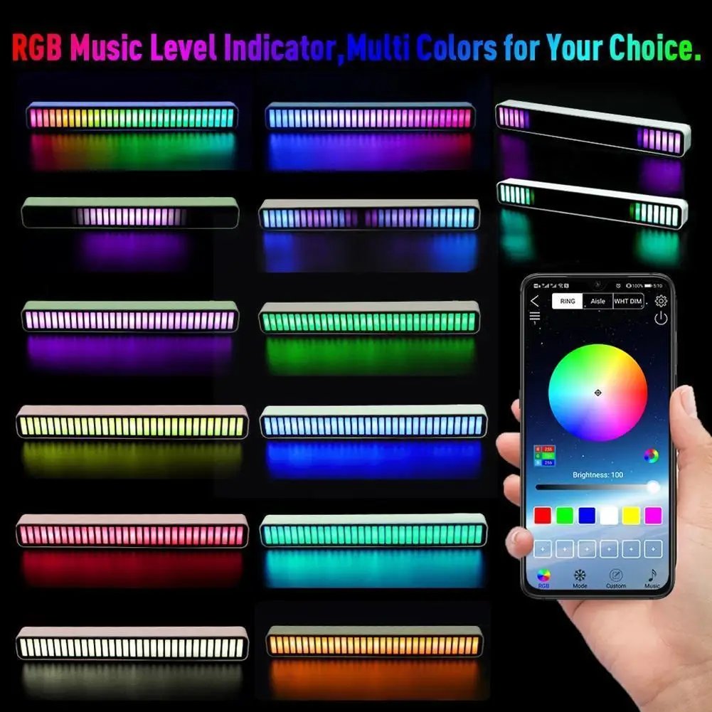 

Светодиодная лента с управлением звуком, цветная лампа с Rgb подсветильник кой, с Usb, для автомобиля, F6i2